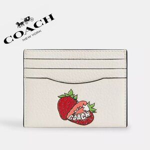 Coach Slim Id Card Case With Strawberry Graphic
